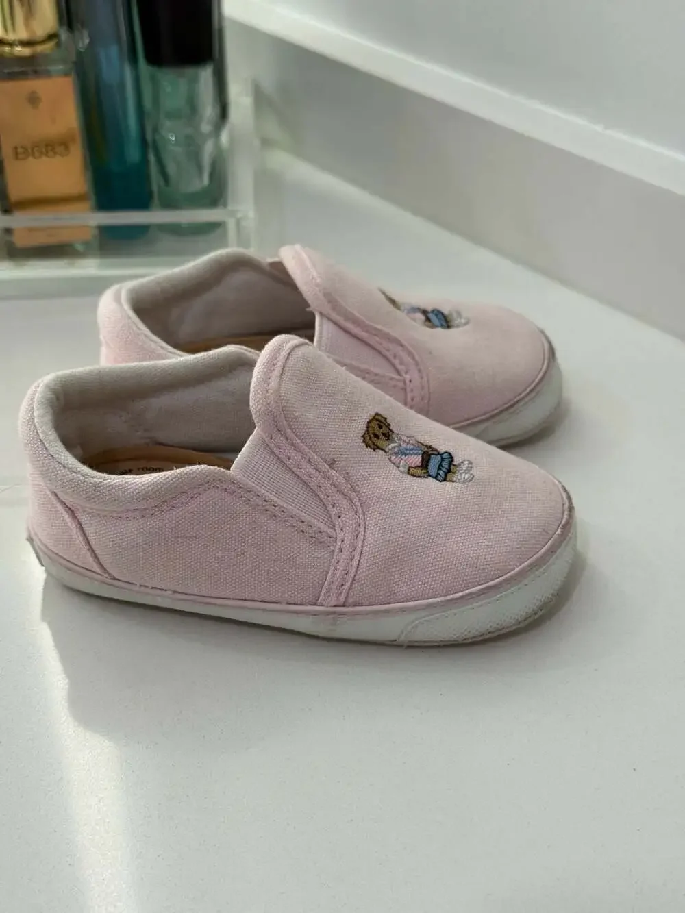 Polo Ralph Lauren Bear Pink Infant Slip-On Crib Shoes